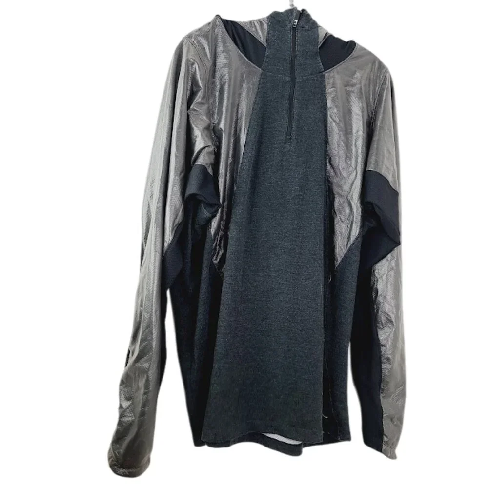 Jordan Men's Gray Black Fitted Slim Long Sleeve‎ Athletic Hoodie Size XXL
